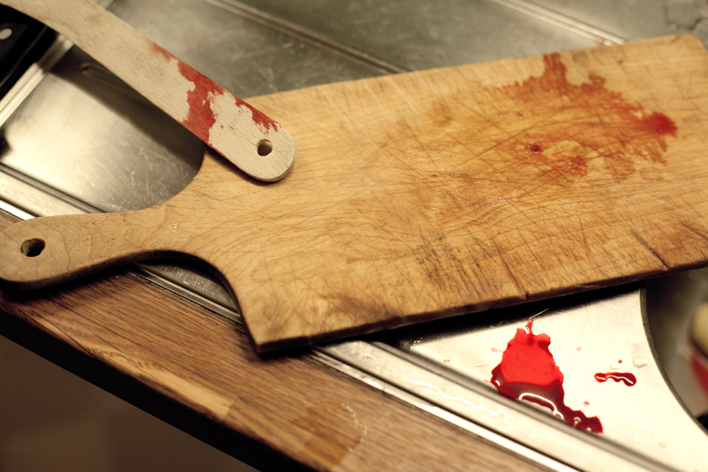 Kitchen accident, human blood
